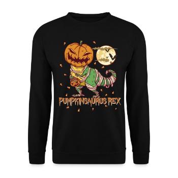 Pumpkinsaurus Dinosaure Drôle Halloween T Rex - Sweat-shirt Unisexe - noir - Devant - Alina (178cm) & Michal (187cm)