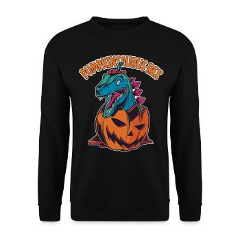 Pumpkinsaurus Dinosaure Drôle Halloween T Rex - Sweat-shirt Unisexe - noir - Devant - Alina (178cm) & Michal (187cm)