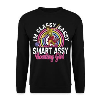 I'm Classy Sassy And A Bit Smart Assy Bowling Girl - Unisex Pullover - Schwarz - Vorne - Alina (178cm) & Michal (187cm)