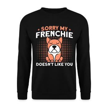Frenchie Bulldogge Französische Bulldogge Geschenk - Unisex Pullover - Schwarz - Vorne - Alina (178cm) & Michal (187cm)