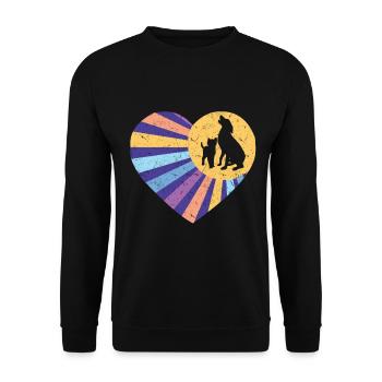 Hund & Katze Herz Baby Hund Welpe Hunde Tierherz - Unisex Pullover - Schwarz - Vorne - Alina (178cm) & Michal (187cm)