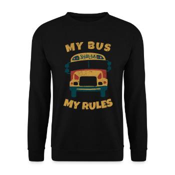 Schulbusfahrer Mein Bus Meine Regeln - - Unisex Pullover - Schwarz - Vorne - Alina (178cm) & Michal (187cm)