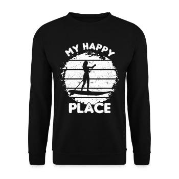 SUP Girl My Happy Place I Sports nautiques Stand Up - Sweat-shirt Unisexe - noir - Devant - Alina (178cm) & Michal (187cm)