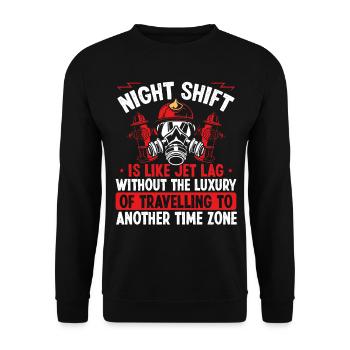 Fire Hose Fire Masn Night Shift Firefighter - Unisex Sweatshirt - black - Front - Alina (178cm) & Michal (187cm)
