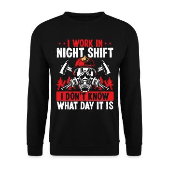 Firefighter What day is it Night Shift Fire Truck - Unisex Sweatshirt - black - Front - Alina (178cm) & Michal (187cm)
