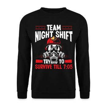 Team Night Firefighter Survive till 7:05 Overnight - Unisex Sweatshirt - black - Front - Alina (178cm) & Michal (187cm)