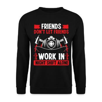 Firefighter Funny Fire Hose Night Shift Fire Mask - Unisex Sweatshirt - black - Front - Alina (178cm) & Michal (187cm)