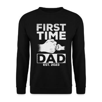 For the first time Dad Est. 2023 Dad becomes fatherhood - Unisex Sweatshirt - black - Front - Alina (178cm) & Michal (187cm)
