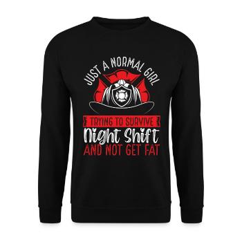 Pompier de nuit Normal Girl Volunteer - Sweat-shirt Unisexe - noir - Devant - Alina (178cm) & Michal (187cm)