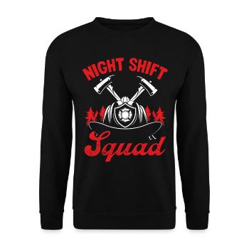 Night Shift Squad Firefighter Fire Mask Fire Hose - Unisex Pullover - Schwarz - Vorne - Alina (178cm) & Michal (187cm)