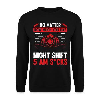Firefighter 5 at Volunteer Night Shift Firemen - Unisex Sweatshirt - black - Front - Alina (178cm) & Michal (187cm)