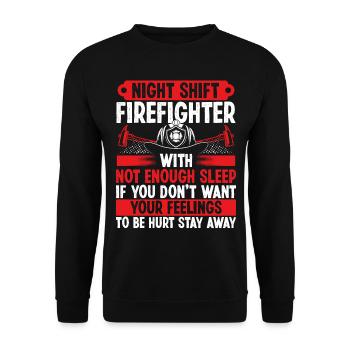 Night Shift Firefighter Fire Hose Mask Firemen - Unisex Sweatshirt - black - Front - Alina (178cm) & Michal (187cm)