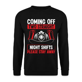 Night Shift Firefighter Two Straight Shift Firemen - Unisex Sweatshirt - black - Front - Alina (178cm) & Michal (187cm)