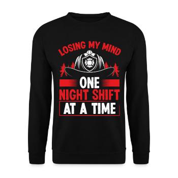 Firefighter Losing my Mind Night Shift Firemen - Unisex Sweatshirt - black - Front - Alina (178cm) & Michal (187cm)