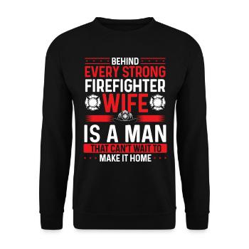 Firefighter Wife Marriage Night Shift Firemen - Unisex Sweatshirt - black - Front - Alina (178cm) & Michal (187cm)