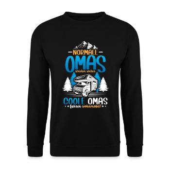 Coole Omas fahren Wohnmobil - Unisex Pullover - Schwarz - Vorne - Alina (178cm) & Michal (187cm)