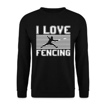 I love fencing - Unisex Pullover - Schwarz - Vorne - Alina (178cm) & Michal (187cm)