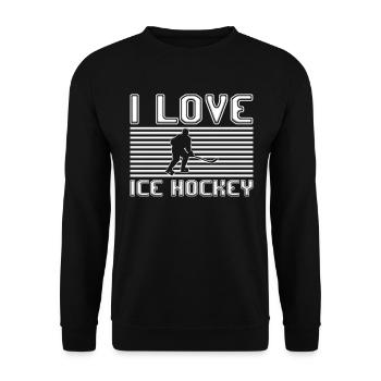 I love ice hockey - Unisex Pullover - Schwarz - Vorne - Alina (178cm) & Michal (187cm)