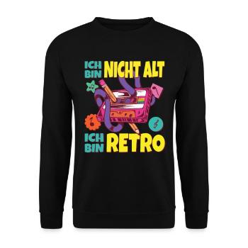 90er Jahre Outfit Party 90s Motto Mixtape Kassette - Unisex Pullover - Schwarz - Vorne - Alina (178cm) & Michal (187cm)
