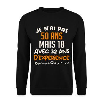 Je N ai Pas 50 ans Mais 18 ans - Sweat-shirt Unisexe - noir - Devant - Alina (178cm) & Michal (187cm)