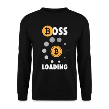 Bitcoin Crypto-monnaie BTC Boss Chargement Shirt - Sweat-shirt Unisexe - noir - Devant - Alina (178cm) & Michal (187cm)