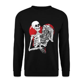 Till Death Midnight Lovers Gothic Skull Bones - Unisex Sweatshirt - black - Front - Alina (178cm) & Michal (187cm)