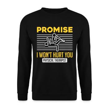 Physiothérapeute Drôle de promesse que je - Sweat-shirt Unisexe - noir - Devant - Alina (178cm) & Michal (187cm)