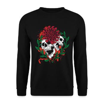 Skull Head and Scarf Gothic Bones Aesthetic Dark - Unisex Sweatshirt - black - Front - Alina (178cm) & Michal (187cm)