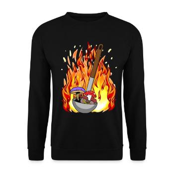 Pilze Kochkunst feurig giftig Mittelalter Küche - Unisex Pullover - Schwarz - Vorne - Alina (178cm) & Michal (187cm)