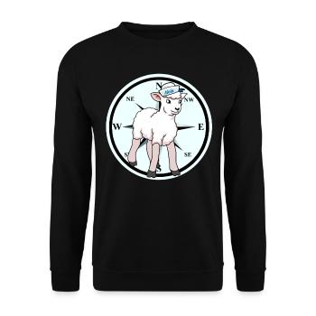 Moin Nordsee Ostsee Schaf Kompass Richtung Küste - Unisex Pullover - Schwarz - Vorne - Alina (178cm) & Michal (187cm)