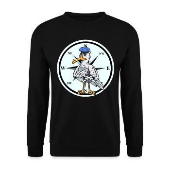 Moin Nordsee Ostsee Möwe Kompass Seemann Matrose - Unisex Pullover - Schwarz - Vorne - Alina (178cm) & Michal (187cm)