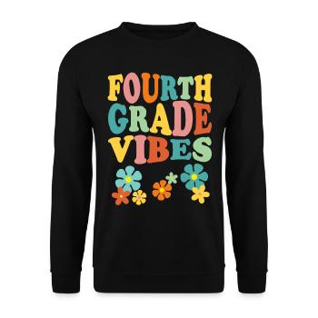 Fourth Grade Vibes - Flowery Retro - Unisex Sweatshirt - black - Front - Alina (178cm) & Michal (187cm)