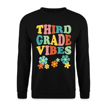 Third Grade Vibes - Flowery Retro - Unisex Sweatshirt - black - Front - Alina (178cm) & Michal (187cm)