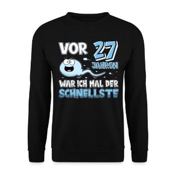 Vor 27 Jahren war ich der schnellste lustiges - Unisex Pullover - Schwarz - Vorne - Alina (178cm) & Michal (187cm)