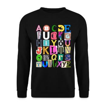 Alphabet und versteckte Nachricht - Unisex Pullover - Schwarz - Vorne - Alina (178cm) & Michal (187cm)