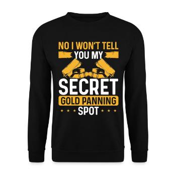 Gold Panner Secret Panning Spot Miner Prospector - Unisex Pullover - Schwarz - Vorne - Alina (178cm) & Michal (187cm)