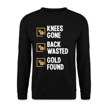 Prospector Knee Injury Back Pain Panner Digging - Unisex Pullover - Schwarz - Vorne - Alina (178cm) & Michal (187cm)