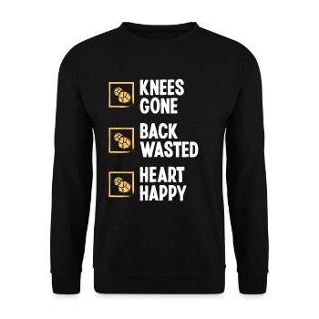 Panner Knee Pain Back injury Gold Prospector Miner - Unisex Pullover - Schwarz - Vorne - Alina (178cm) & Michal (187cm)