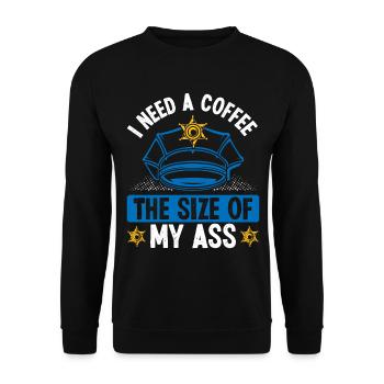 Policier de nuit Taille du café Policier - Sweat-shirt Unisexe - noir - Devant - Alina (178cm) & Michal (187cm)