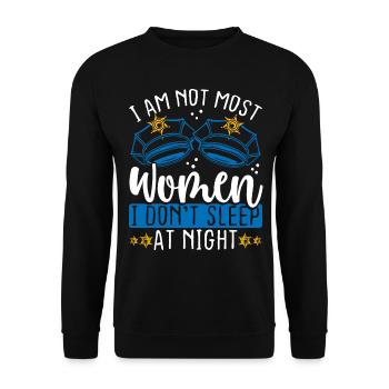 Night Police Officer I am not most Women Policeman - Unisex Pullover - Schwarz - Vorne - Alina (178cm) & Michal (187cm)