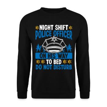 Policier de nuit sur le lit Officier de police - Sweat-shirt Unisexe - noir - Devant - Alina (178cm) & Michal (187cm)