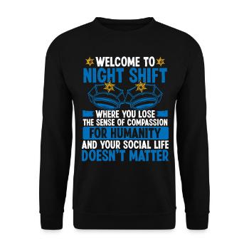 La police de nuit a un policier de nuit a un agent de police - Sweat-shirt Unisexe - noir - Devant - Alina (178cm) & Michal (187cm)