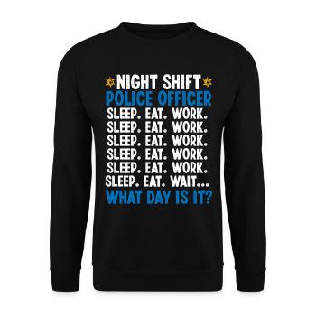Policier de nuit Quel jour Policier - Sweat-shirt Unisexe - noir - Devant - Alina (178cm) & Michal (187cm)