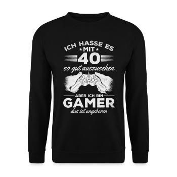 Gaming 40 Jahre Geburtstag Gaming 40 Geburtstag - Unisex Pullover - Schwarz - Vorne - Alina (178cm) & Michal (187cm)