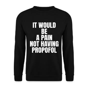 Lustige Propofol-anästhesist-anästhesie - Unisex Pullover - Schwarz - Vorne - Alina (178cm) & Michal (187cm)