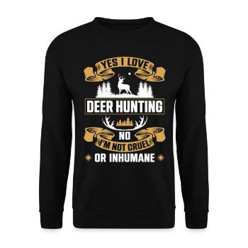 Buck Deer Hunting Hunter Yes I - Unisex Sweatshirt - black - Front - Alina (178cm) & Michal (187cm)