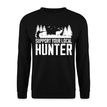 Buck Deer Hunting Hunter Support - Unisex Sweatshirt - black - Front - Alina (178cm) & Michal (187cm)