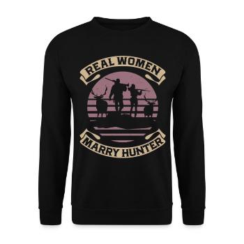 Buck Deer Hunting Hunter Marriage - Unisex Pullover - Schwarz - Vorne - Alina (178cm) & Michal (187cm)