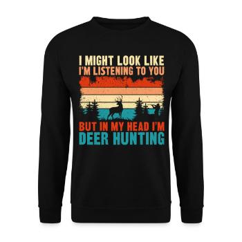Buck Deer Hunting Hunter Vintage - Unisex Pullover - Schwarz - Vorne - Alina (178cm) & Michal (187cm)