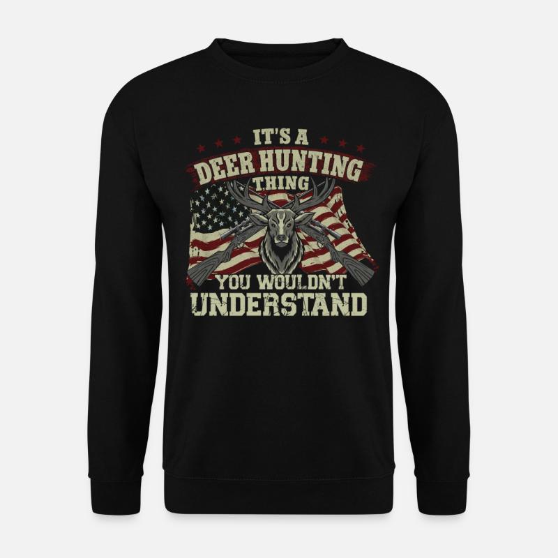 Buck Deer Hunting Hunter Vintage - Unisex Pullover - Schwarz